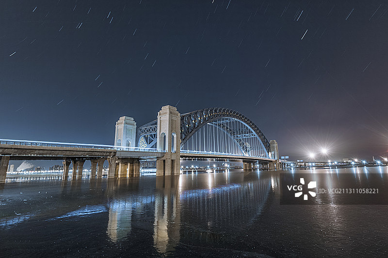 晋阳桥夜景图片素材
