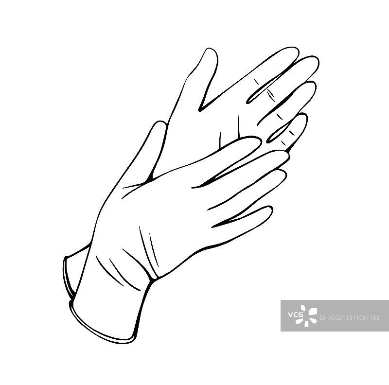 白色背景上的医用防护手套图片素材