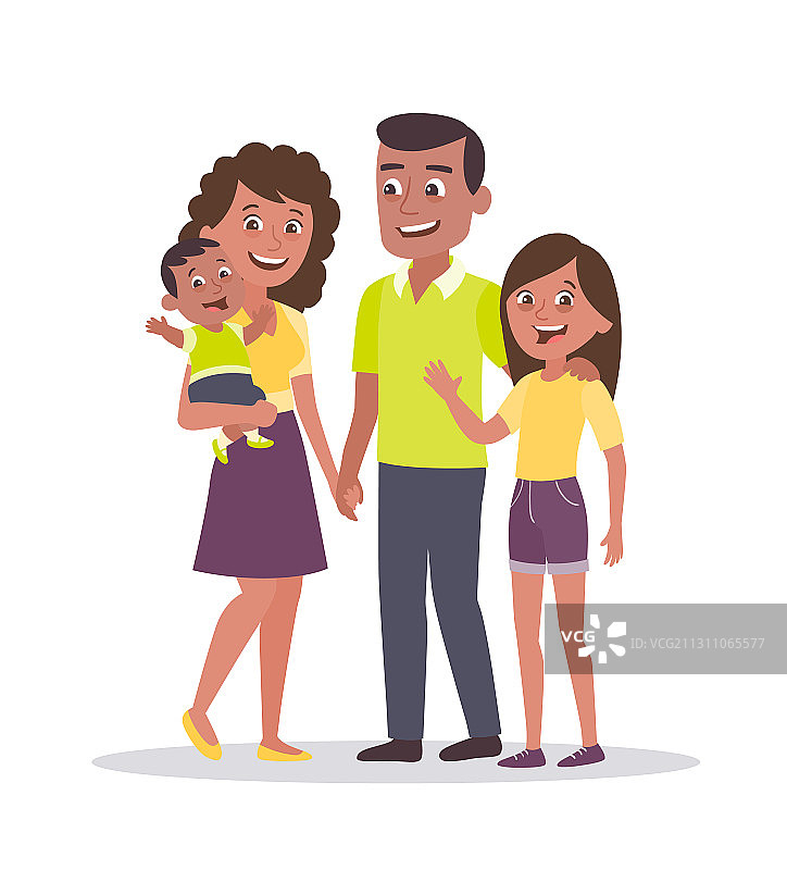 家庭合影：父亲、母亲、女儿和婴儿图片素材