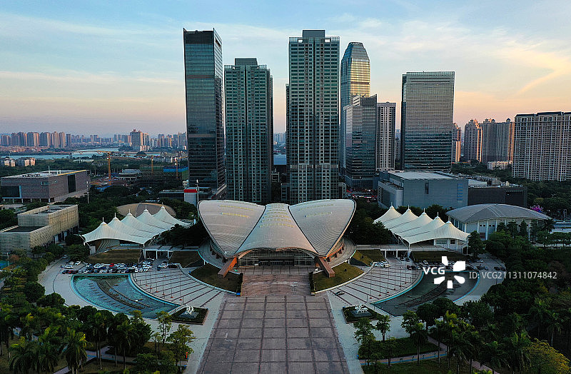 广东省惠州市惠城区江北行政中心体育公园航拍全景图片素材