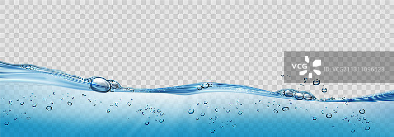 逼真透明水波与气泡图片素材