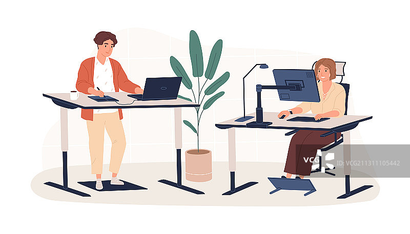 人们在现代人体工学职场工作图片素材