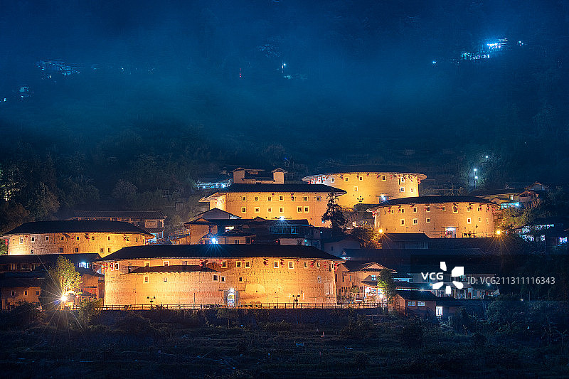福建南靖，福建土楼东方古城堡，世界建筑奇葩。图片素材
