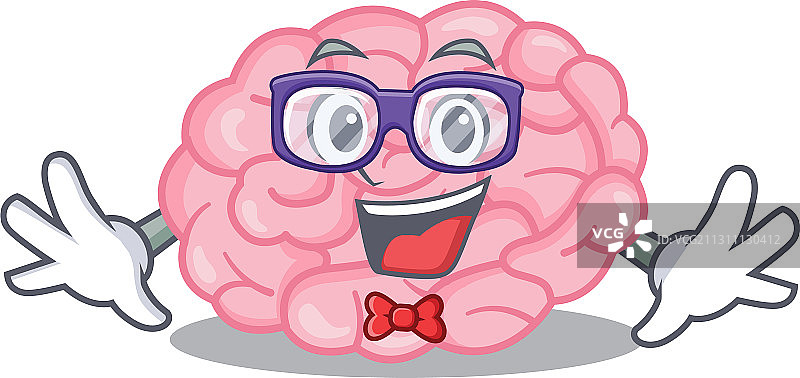 书呆子风格的人脑吉祥物设计图片素材