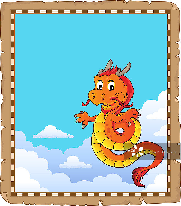 中国龙主题羊皮纸4图片素材