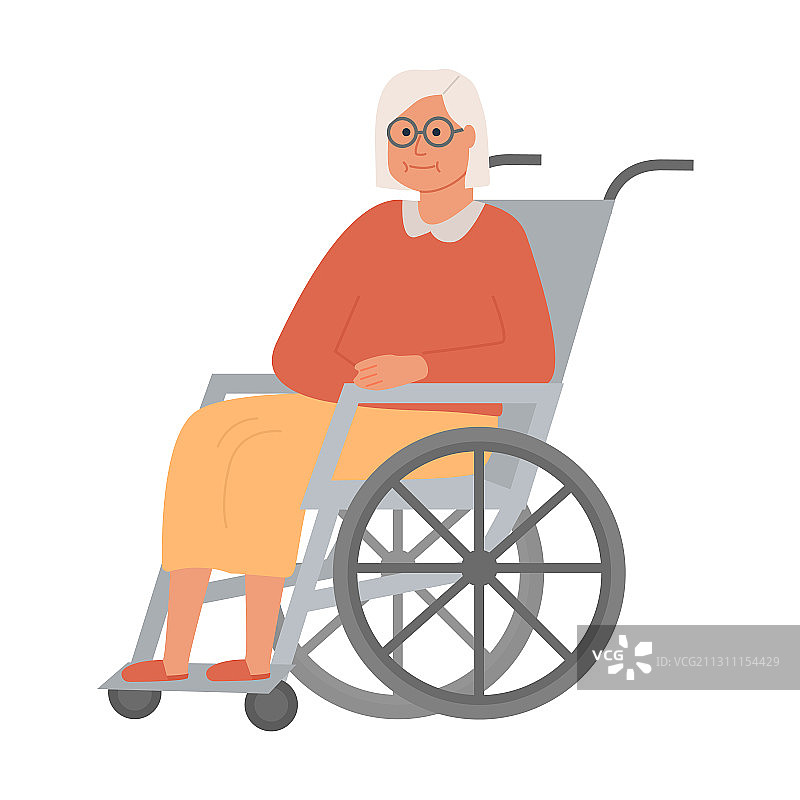 现代坐轮椅的年长女性图片素材