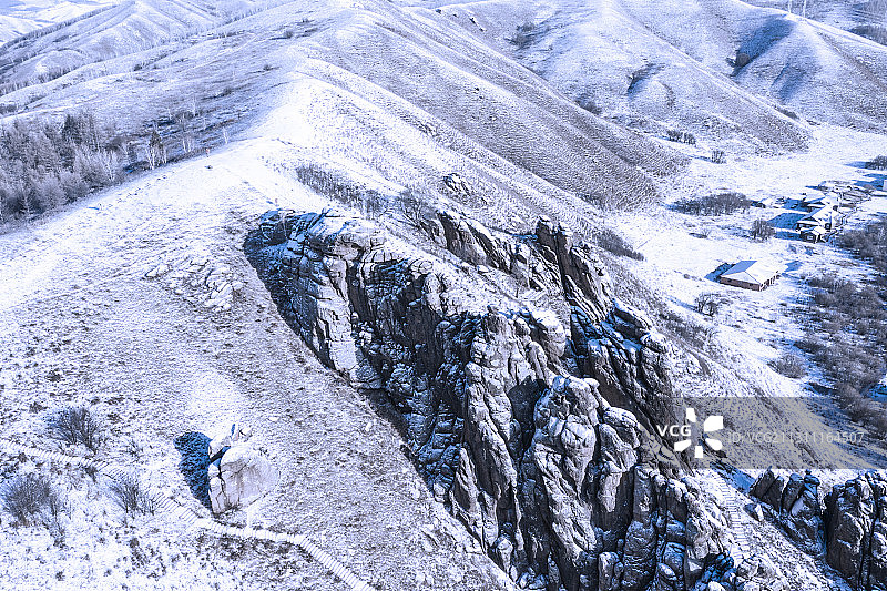 航拍阿尔山玫瑰峰，航拍玫瑰峰。图片素材