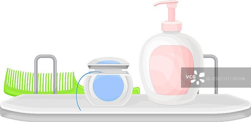 含肥皂和牙线的卫生用品配件图片素材