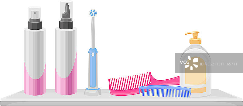 带肥皂和牙刷的卫生用品图片素材