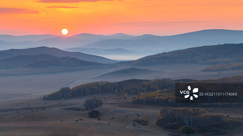 坝上北沟日出图片素材
