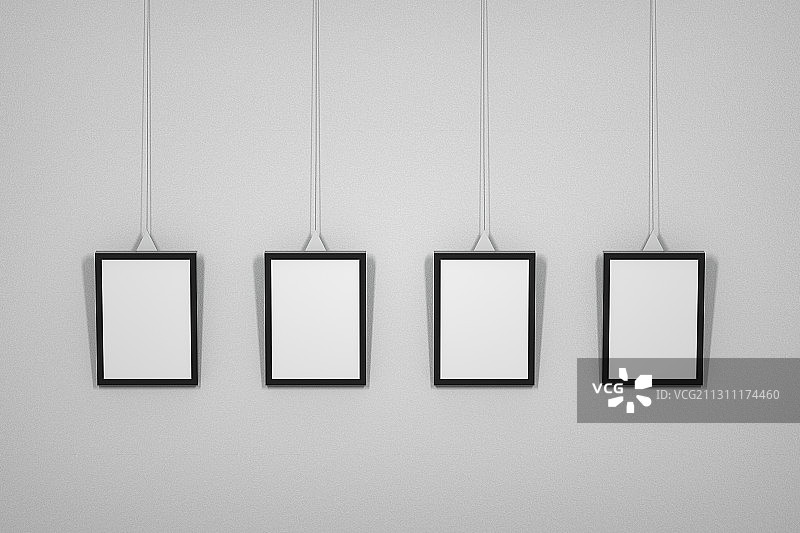 墙上空白的画框，三维图形图片素材