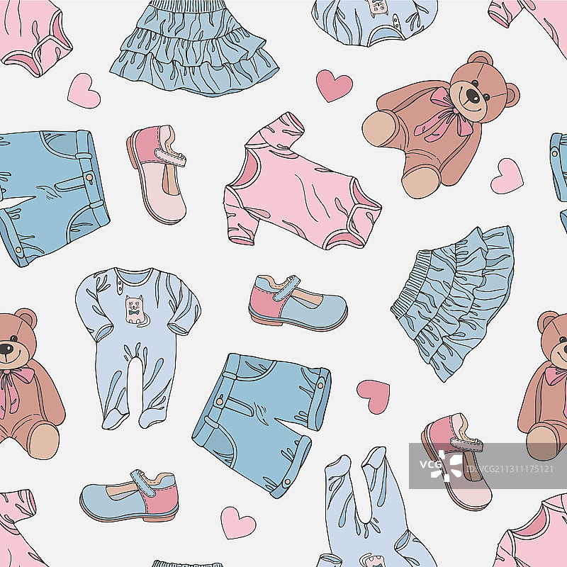 儿童服装无缝图案-05图片素材