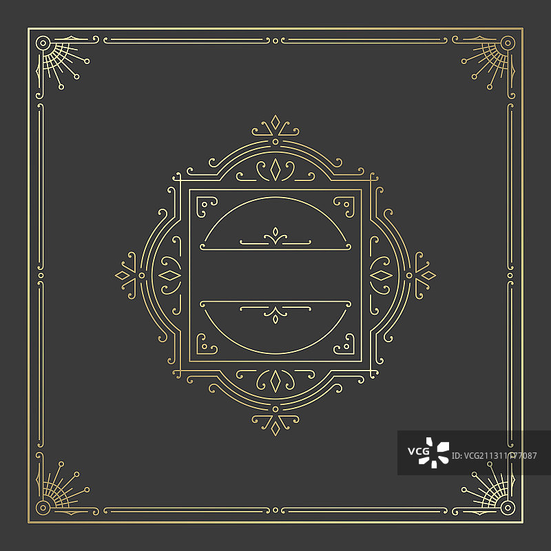 复古花纹装饰涡旋线条框架图片素材