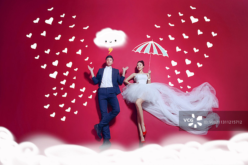 创意手绘婚照,幽默情侣图片素材