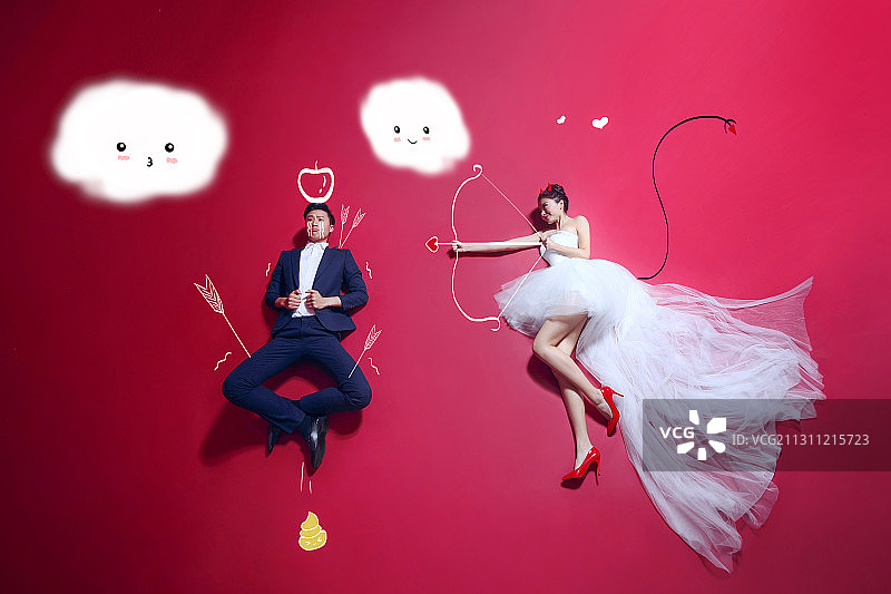 创意手绘婚照,幽默情侣图片素材