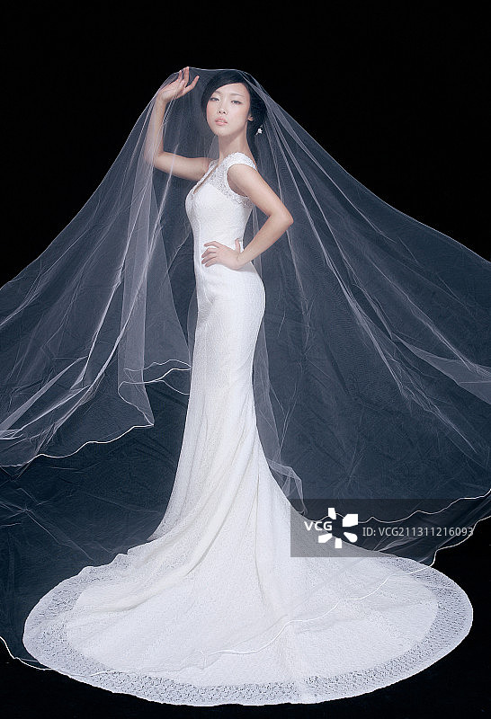 美丽的新娘蒙着面纱图片素材