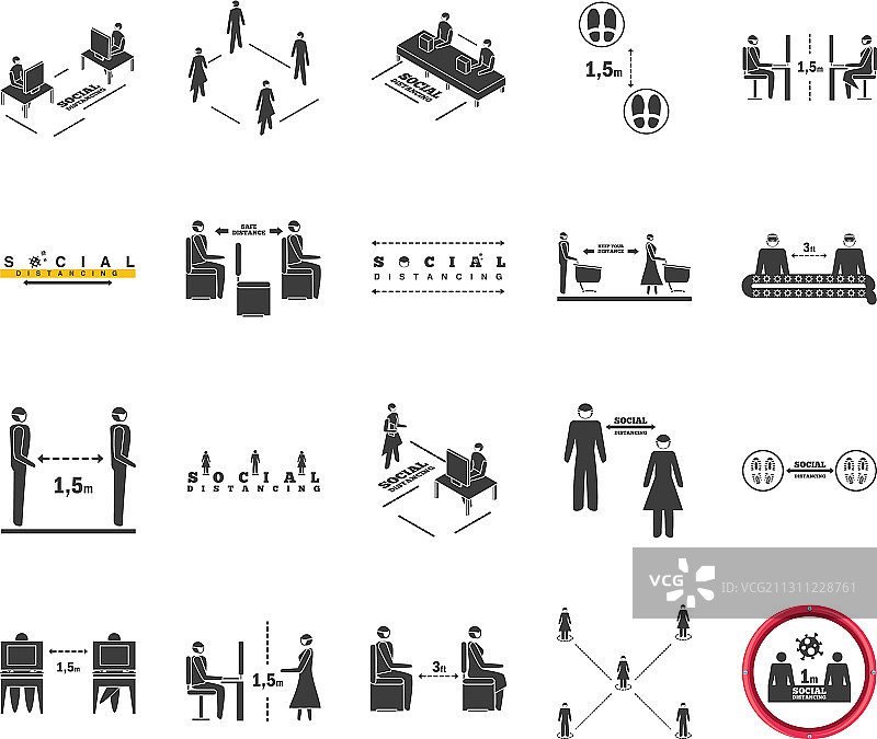 社交距离风险图标合集图片素材
