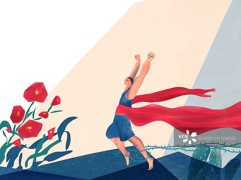 冲破困境冲向终点的人插画图片素材