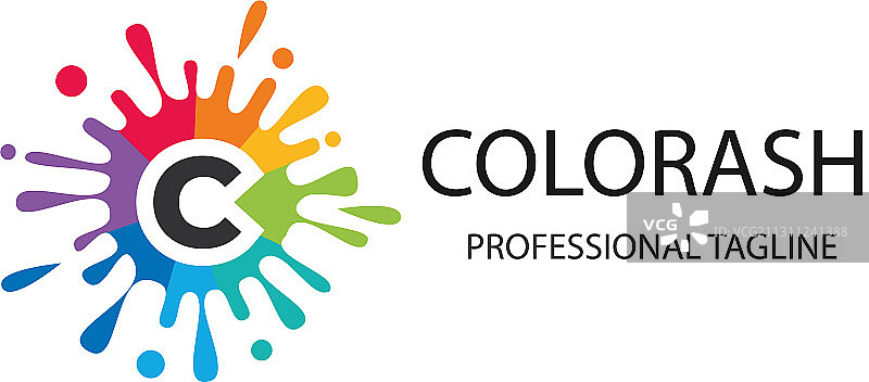 色彩飞溅字母C标志图片素材