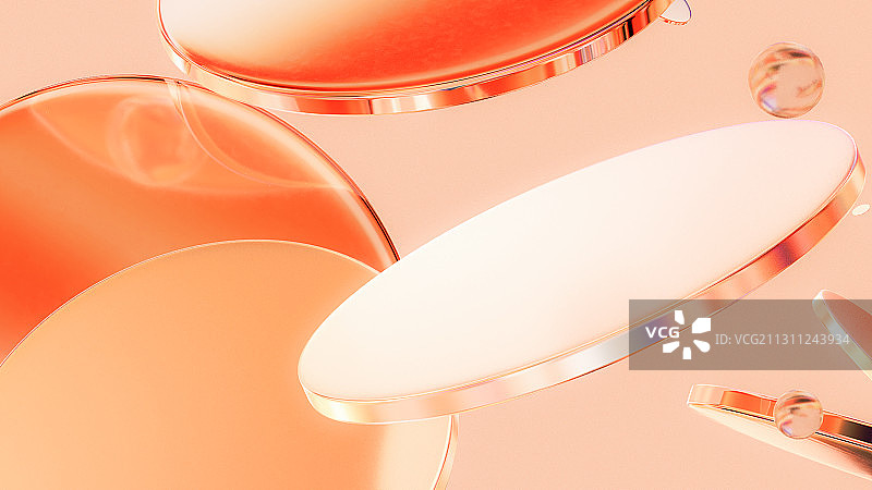 3D渲染撞色金属材质几何体背景插画图片素材