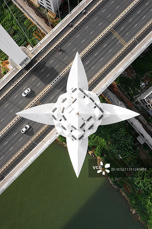 广西贵港市罗泊湾大桥航拍图片素材