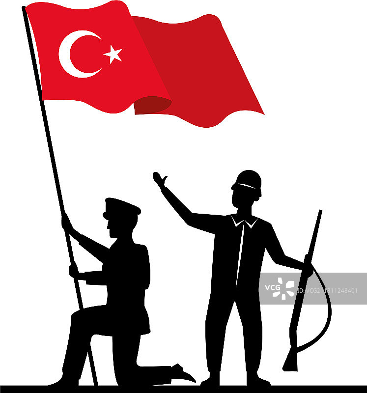 士兵与土耳其国旗国家孤立图标图片素材