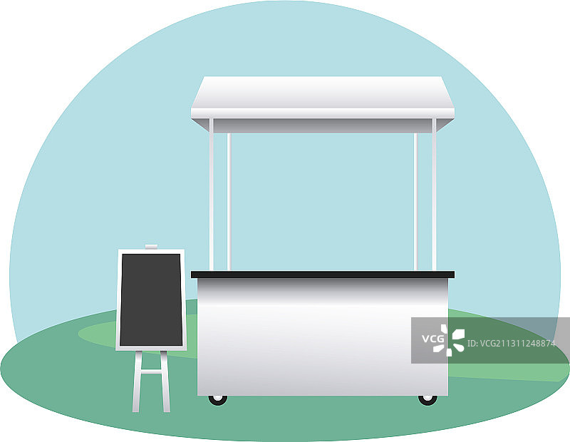 带有黑板的商业品牌售货亭样机图片素材