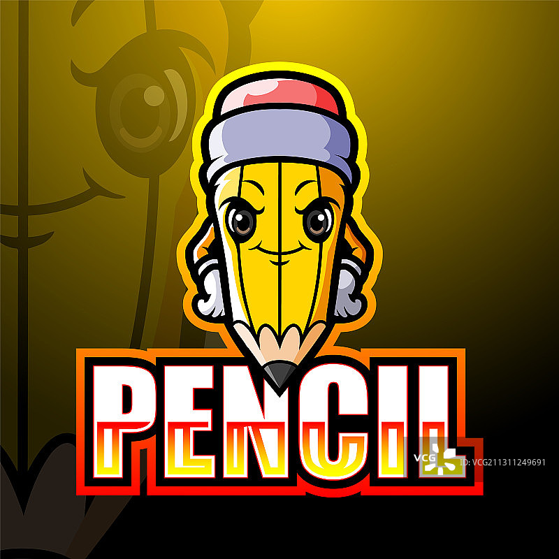 卡通铅笔吉祥物logo设计图片素材