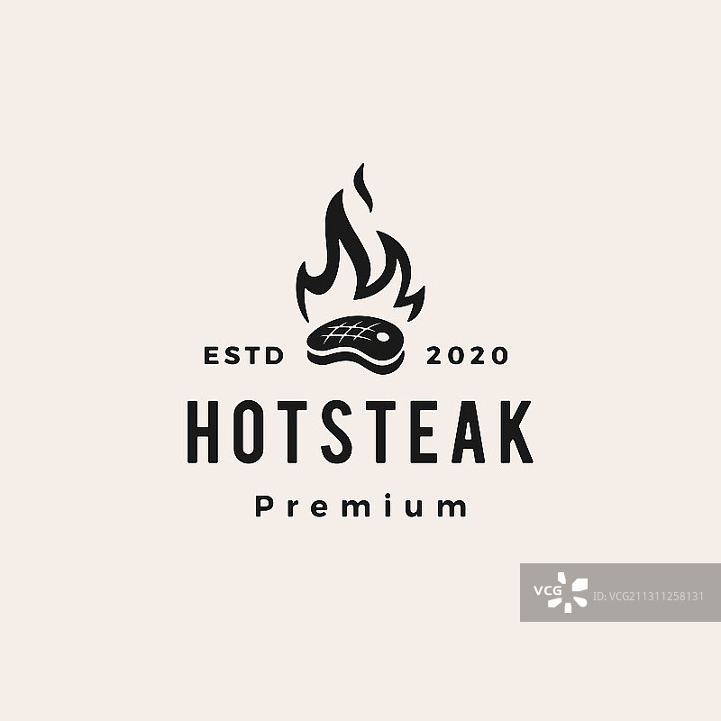 火焰牛排复古标志图标图片素材