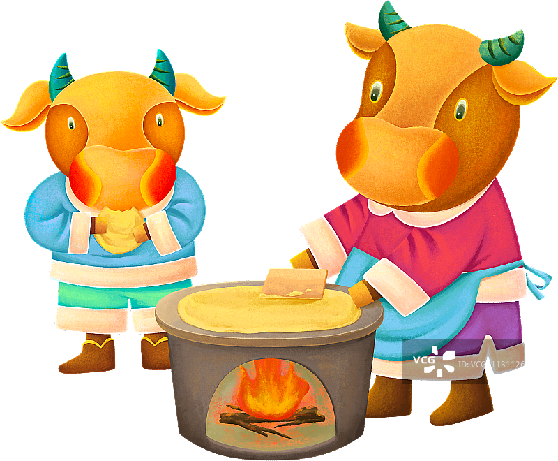 2021牛年年俗插画元素图片素材