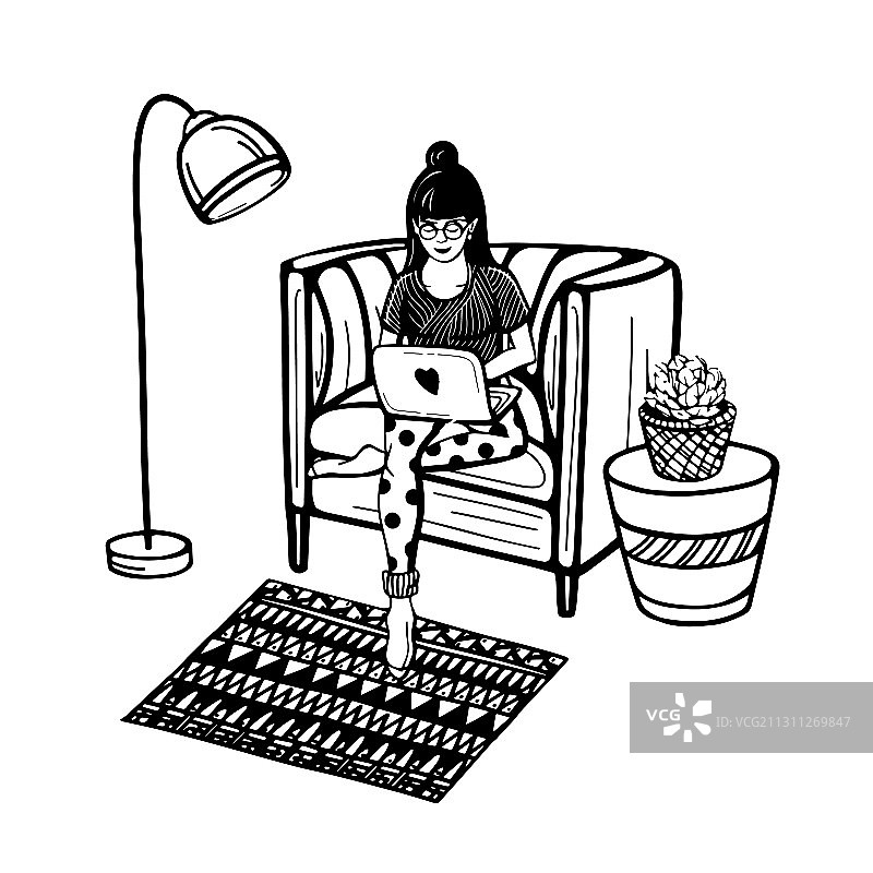在家工作的自由职业者图片素材