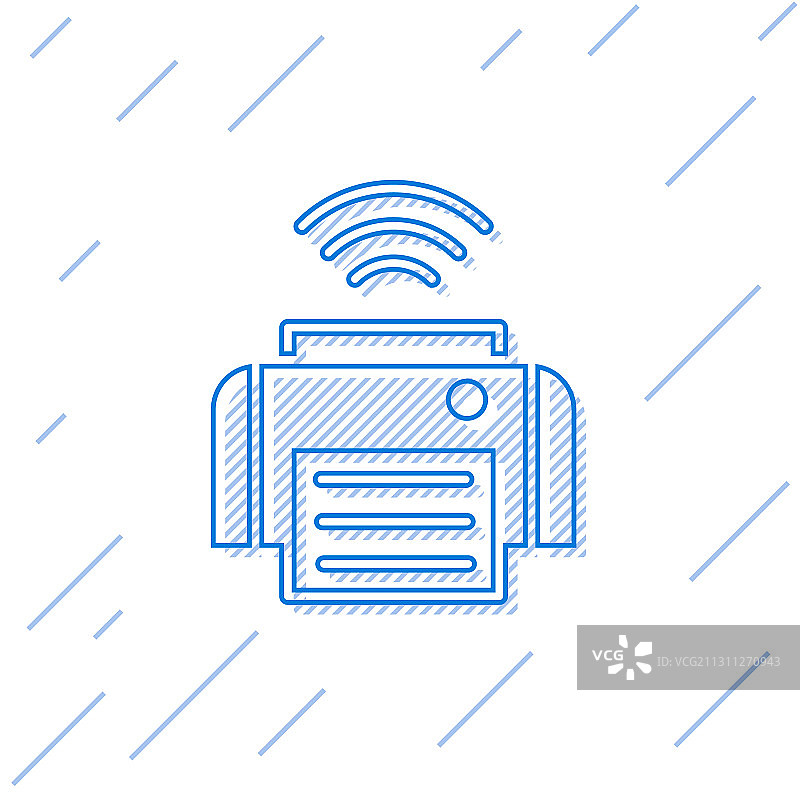 蓝色线条智能打印机系统图标图片素材