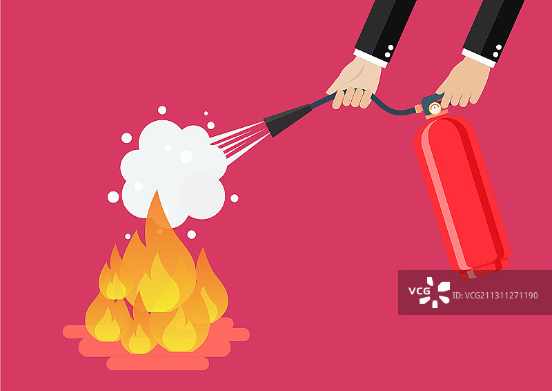 拿着灭火器的商人正在灭火图片素材