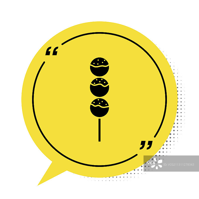 黑色章鱼小丸子串图标白色背景图片素材