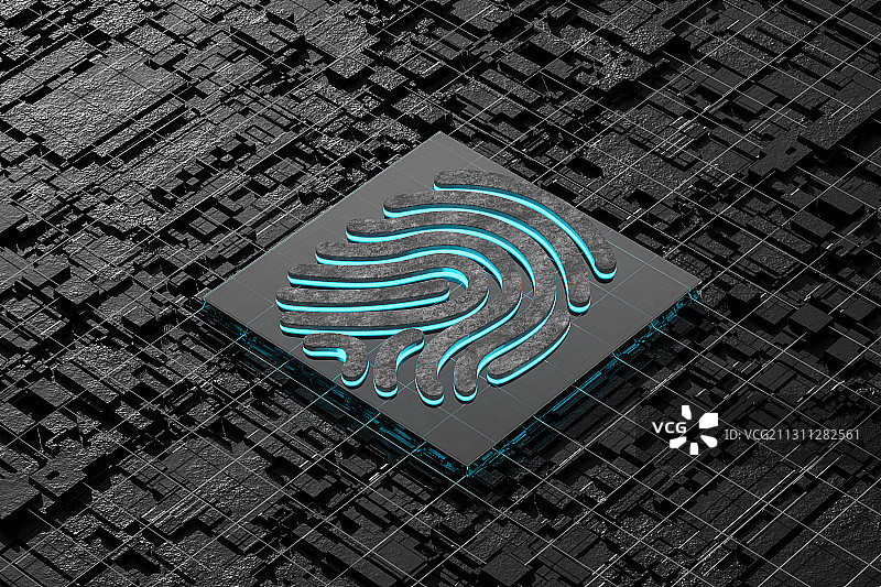 指纹识别，三维图形图片素材