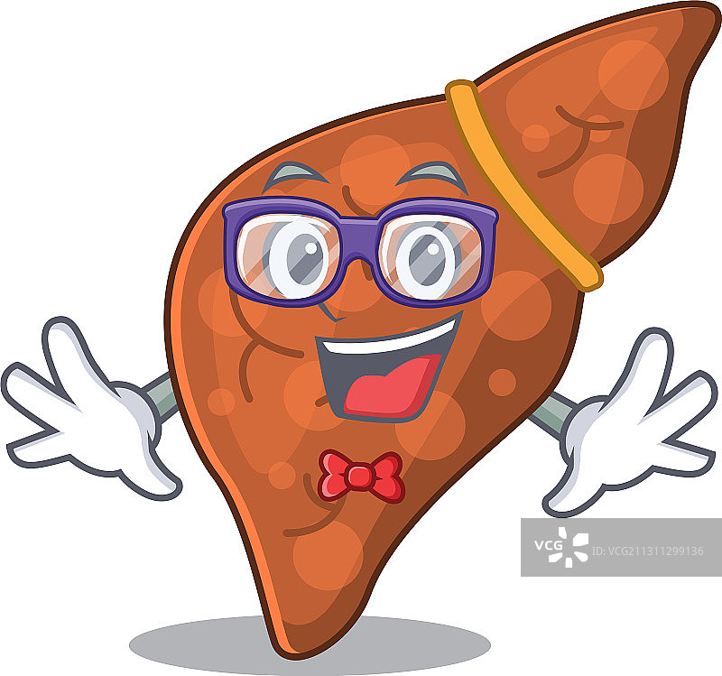 卡通吉祥物设计：书呆子与肝纤维化图片素材