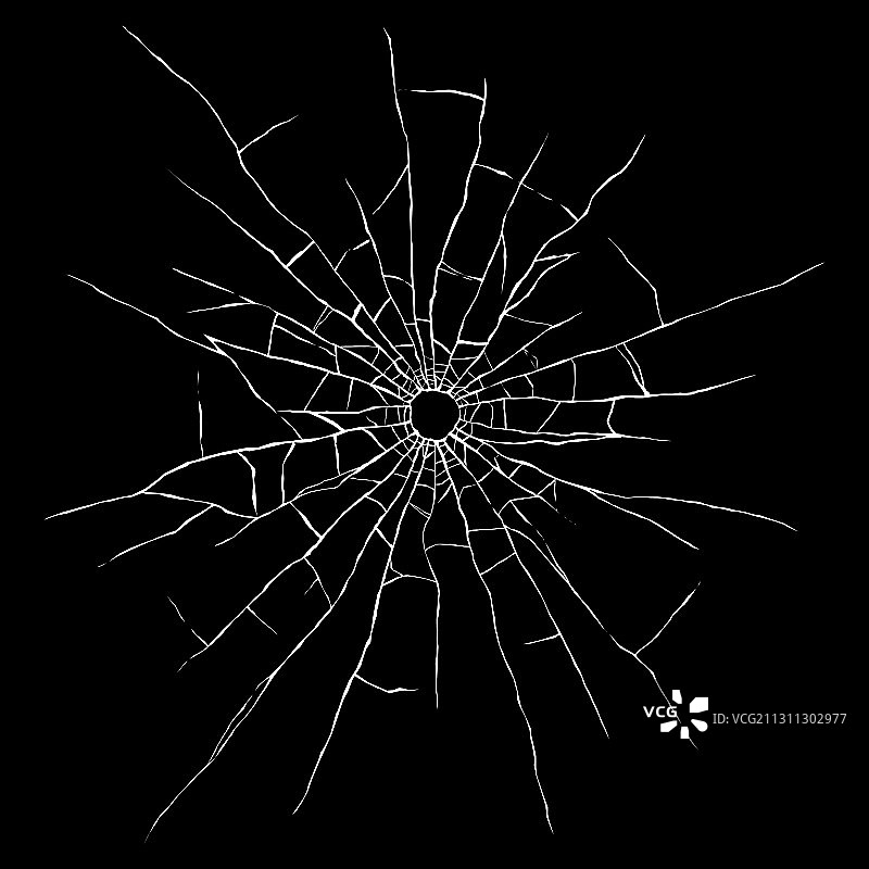 黑色背景上玻璃的弹孔图片素材