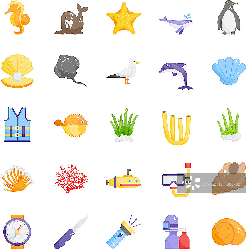 海底扁平图标包图片素材