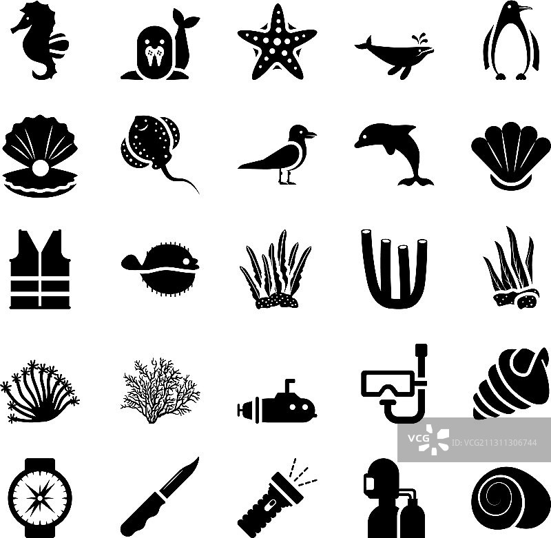 海底字形图标合集图片素材