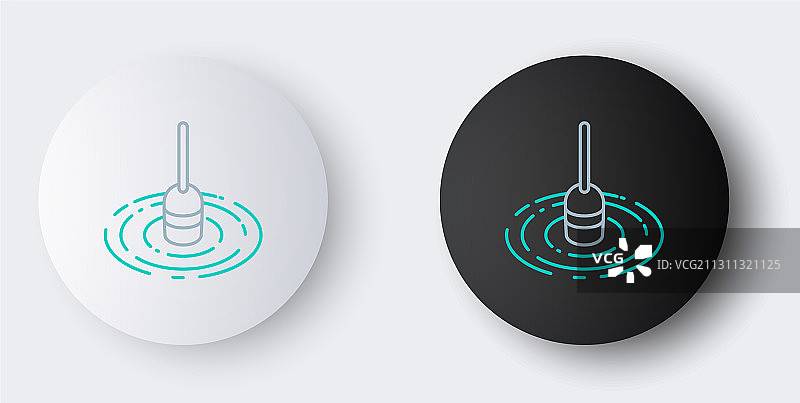 灰色背景上的水中鱼漂线条图标图片素材