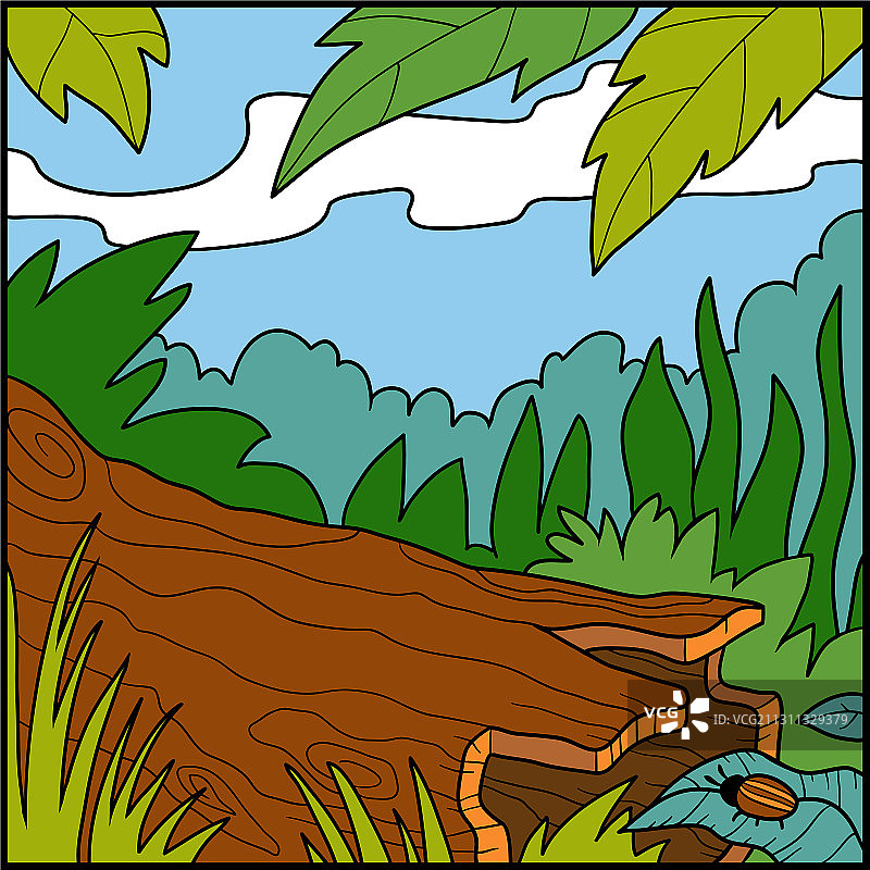 自然色彩背景中倒下的树图片素材