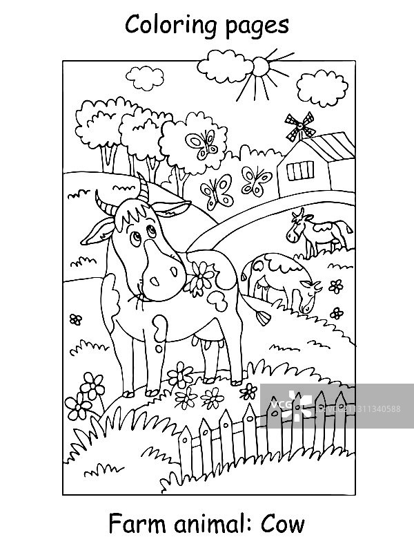 涂色奶牛图片素材