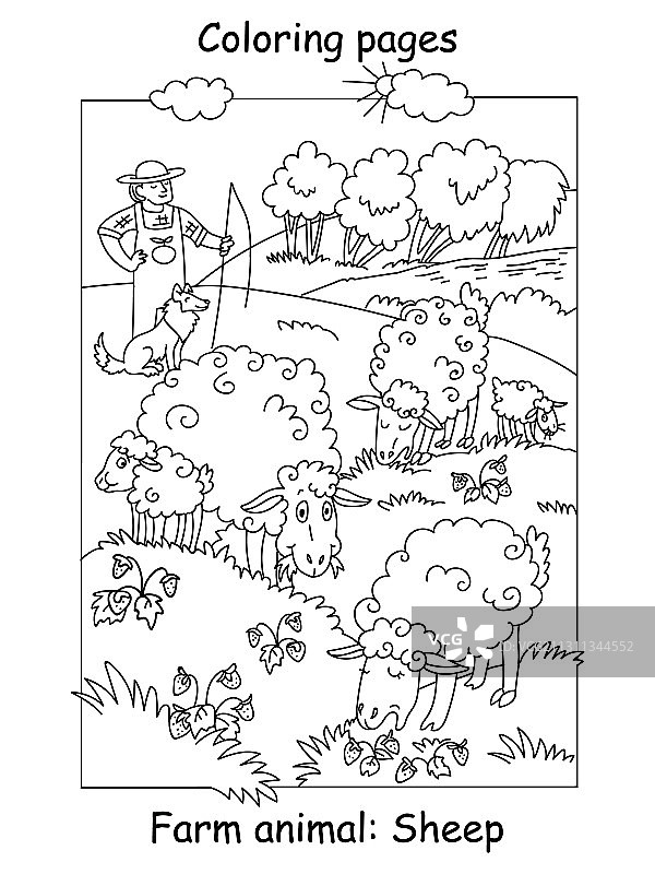 绵羊填色页图片素材