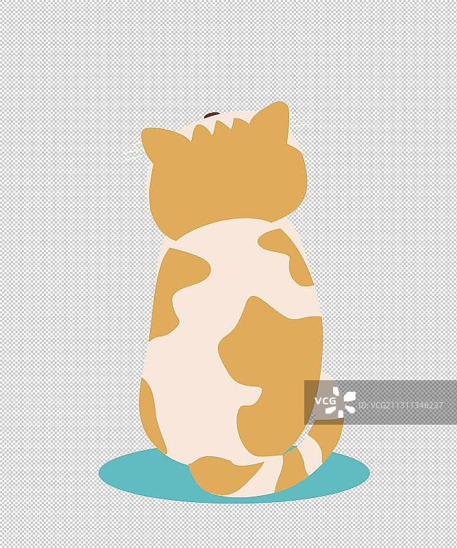 花猫蹲立背影图片素材