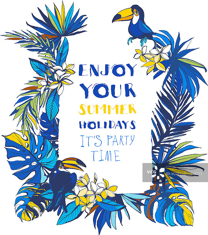 热带花卉夏季派对海报邀请函图片素材