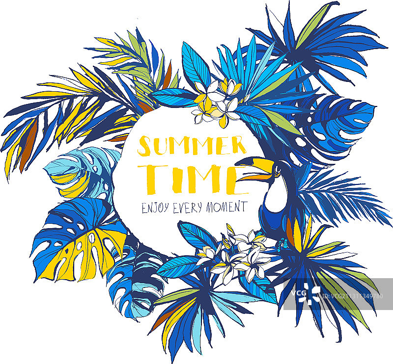 热带花卉夏季派对海报邀请函图片素材