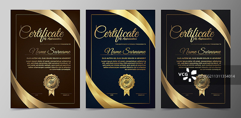金色高级黑色证书模板设计图片素材