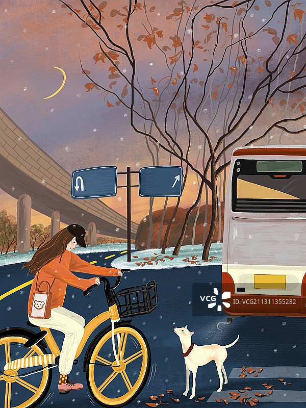 骑车回家的路上图片素材