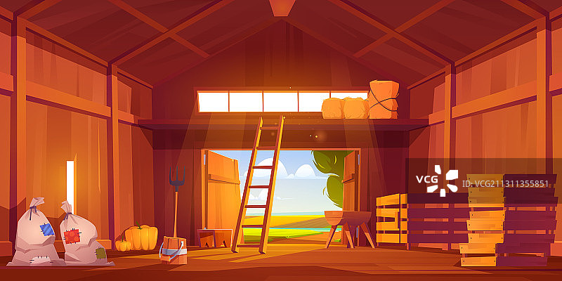 农场上的谷仓与稻草图片素材