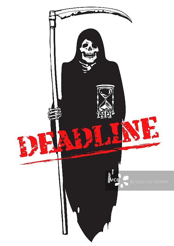截止日期概念：死亡与镰刀、沙漏图片素材